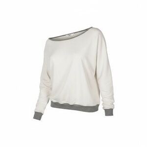 White and Gray Off-Shoulder Sweatshirt